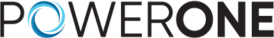 PowerOne logo: the wordmark with a blue circular swoosh around the letter P